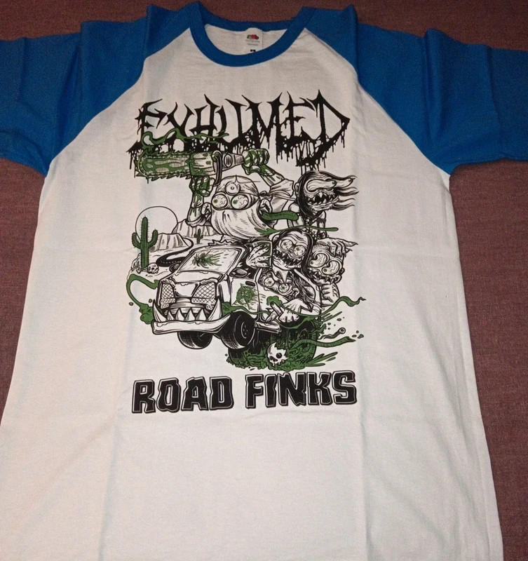 exhumed road finks fruit of the loom baseball shirt death metal grindgore