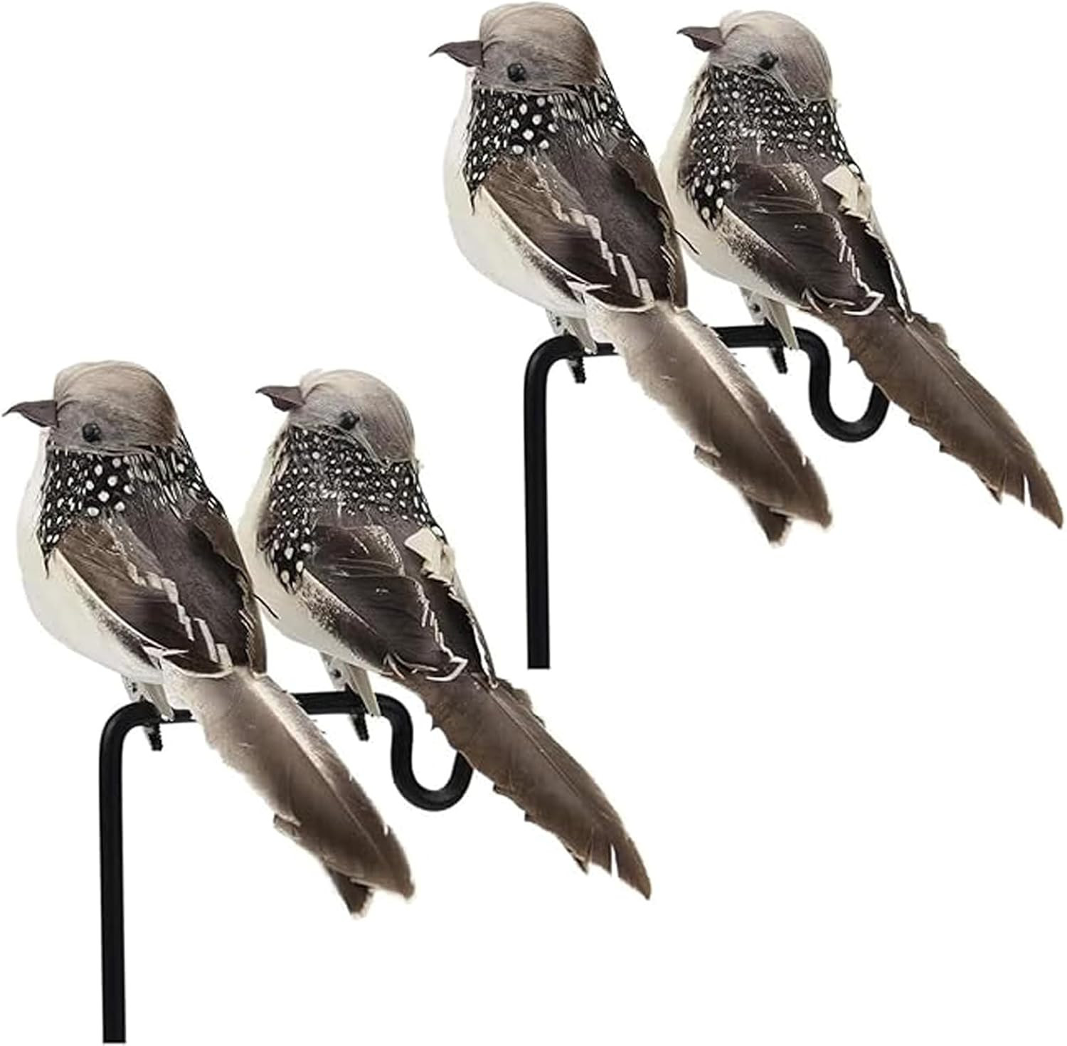 4Pcs Grey Artificial Feather Birds 6Inch Clip on Realistic Sparrow Bird 4Pcs Grey Artificial Feather Birds 6Inch Clip on Realistic Sparrow Bird