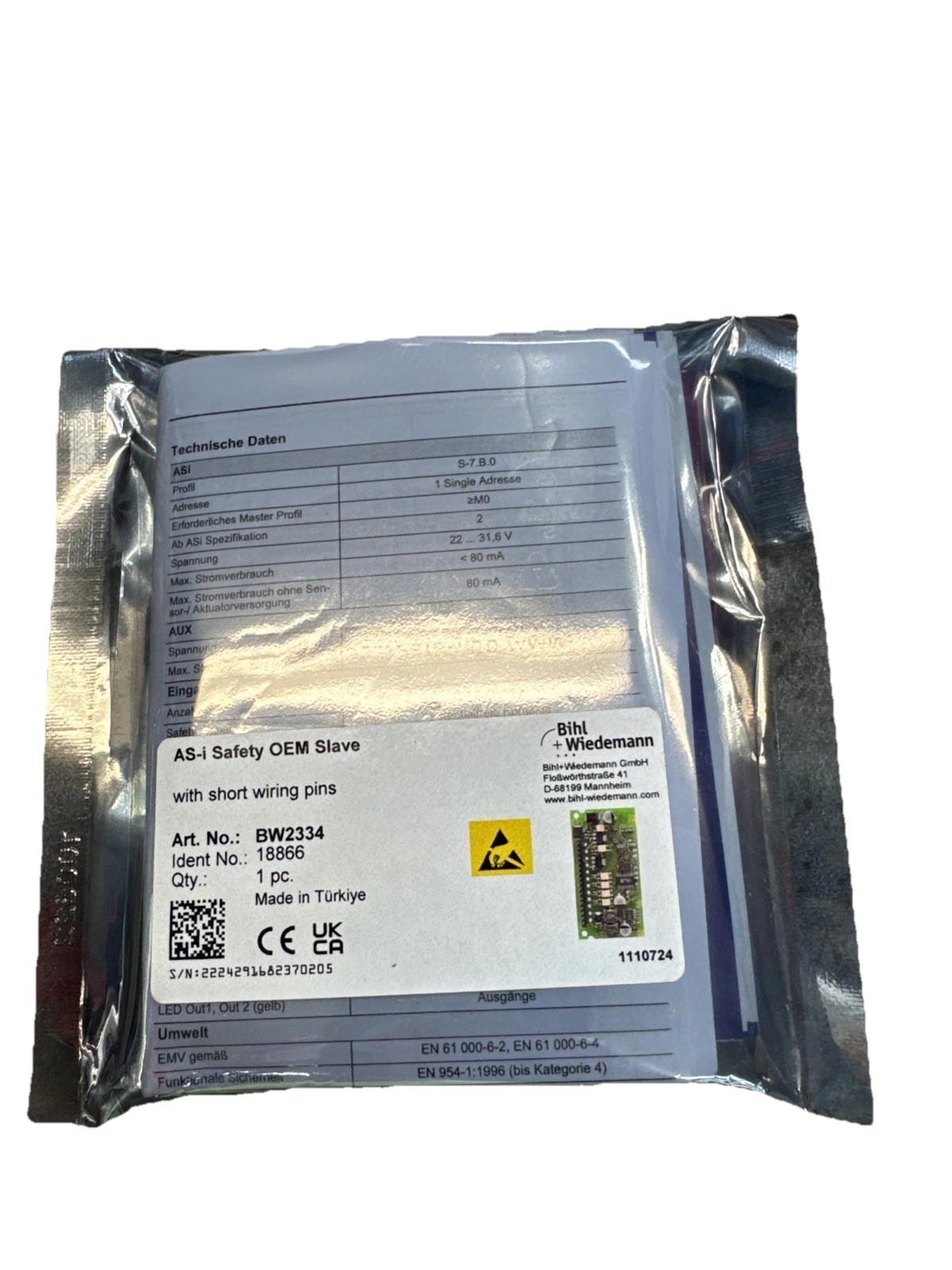 Bihl+Wiedemann AS-i Safety OEM Slave *BRAND NEW** Bihl+Wiedemann AS-i Safety OEM Slave *BRAND NEW**