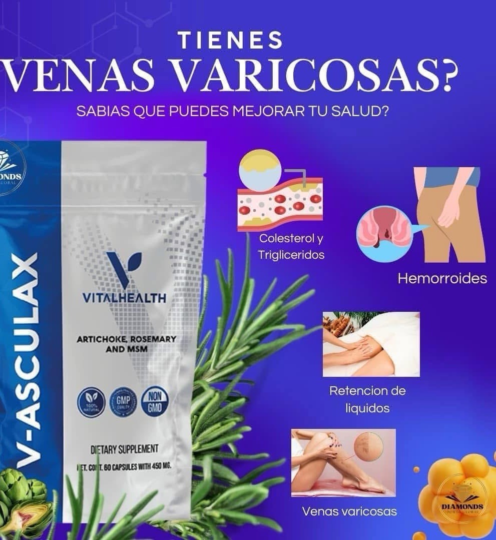 V-ASCULAX by VitalHealth Natural GMP Non-GMO Artichoke, Rosemary, MSM Supplement V-ASCULAX by VitalHealth Natural GMP Non-GMO Artichoke, Rosemary, MSM Supplement