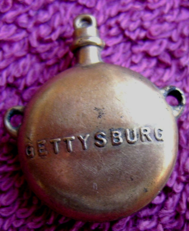 Antique Gettysburg Civil War Canteen Charm Watch Fob U.S. Souvenir