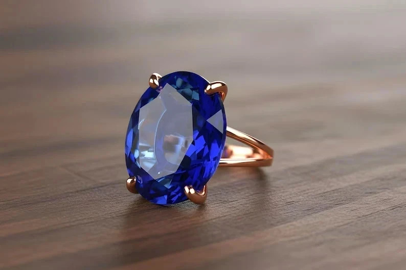 12 CT Oval Cut Natural Blue Sapphire Ring Solid 925 Sterling Silver Jewelry 12 CT Oval Cut Natural Blue Sapphire Ring Solid 925 Sterling Silver Jewelry