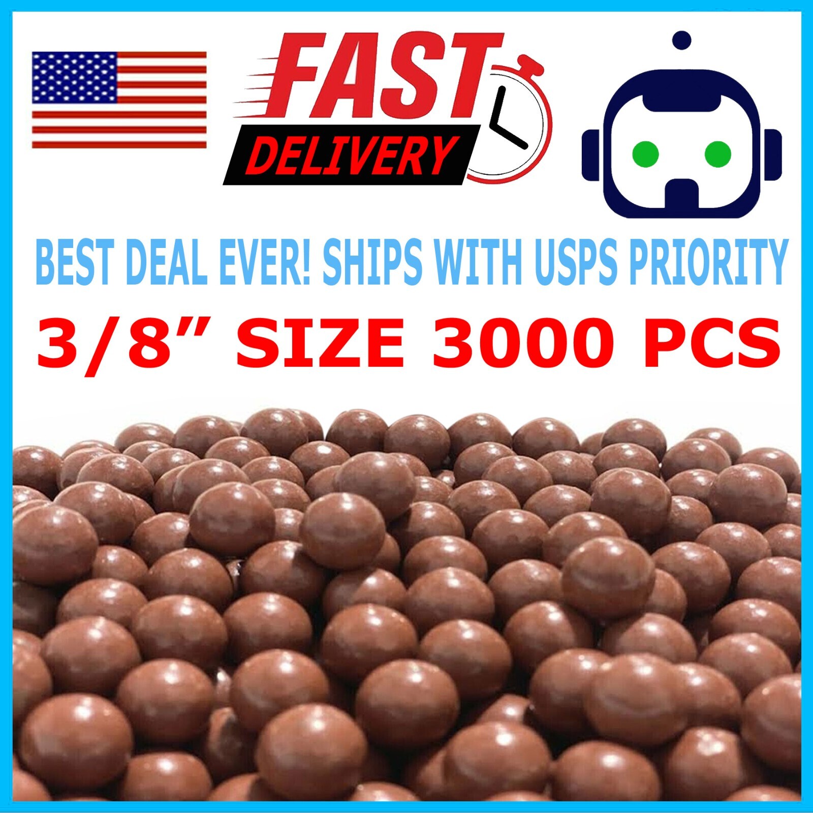 3000 QTY Biodegradable Slingshot Ammo Inch 8mm Precision Hard Clay Balls