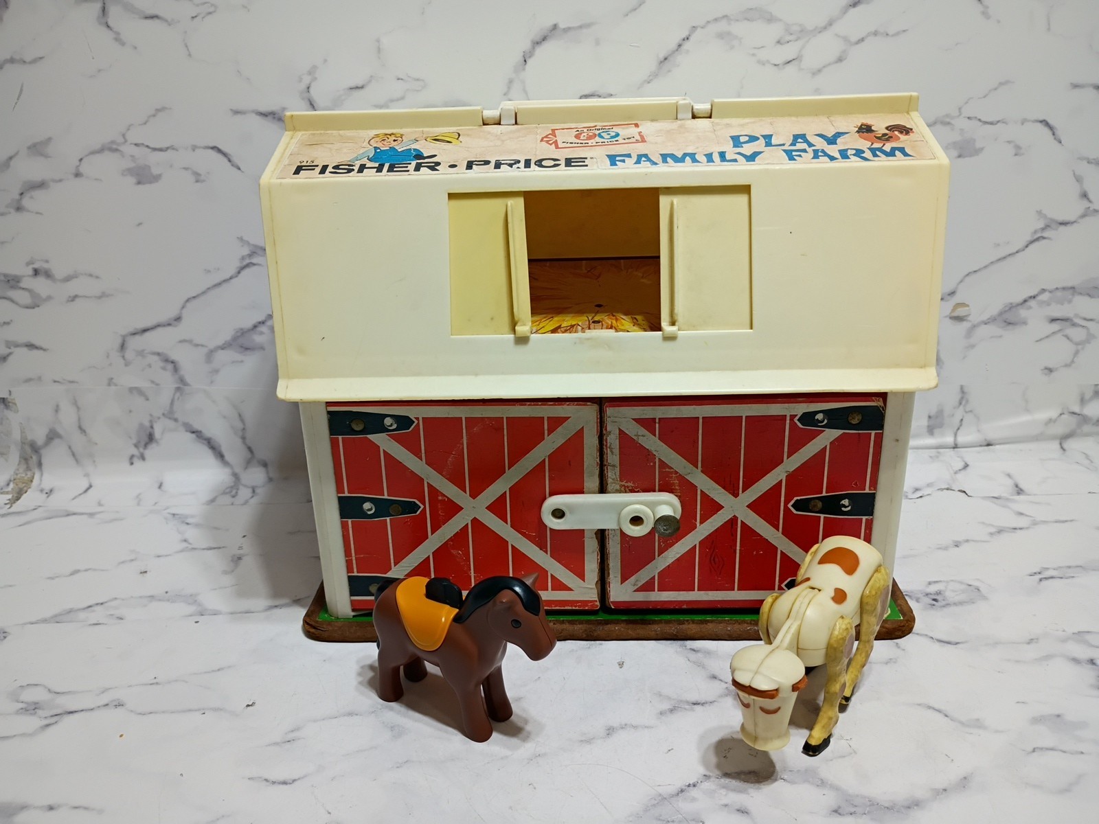 Fisher Price Little People Play Family Farm Barn 2 Animals Vtg