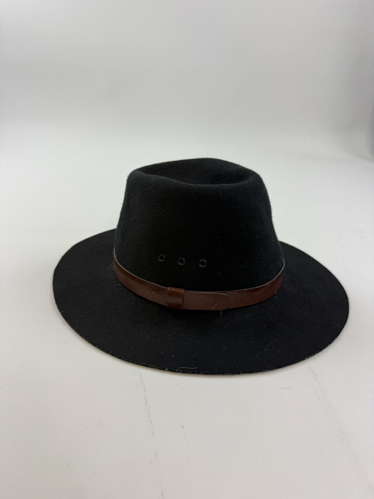 Dorfman Pacific Hat Fedora Fitted Mens Large Black Wool Felt Lined Made in USA