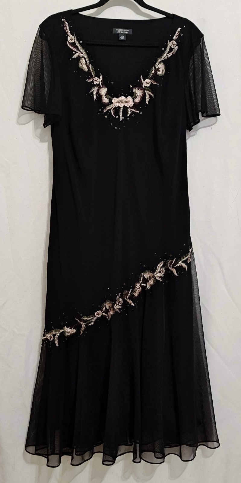 Stunning Y2K Fairycore Silk Beaded Dress 14W Dress Barn Collection Black Whimsy Stunning Y2K Fairycore Silk Beaded Dress 14W Dress Barn Collection Black Whimsy