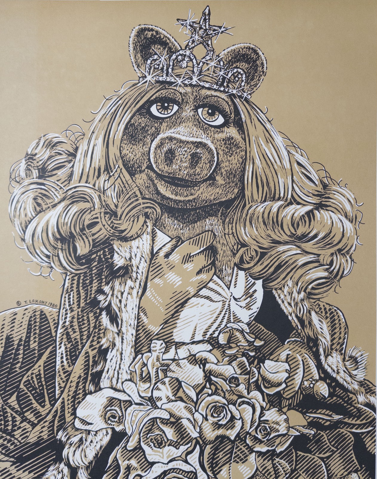 Pristine vintage Miss Piggy lithograph by K. Chillis 1980 • MINT • RARE