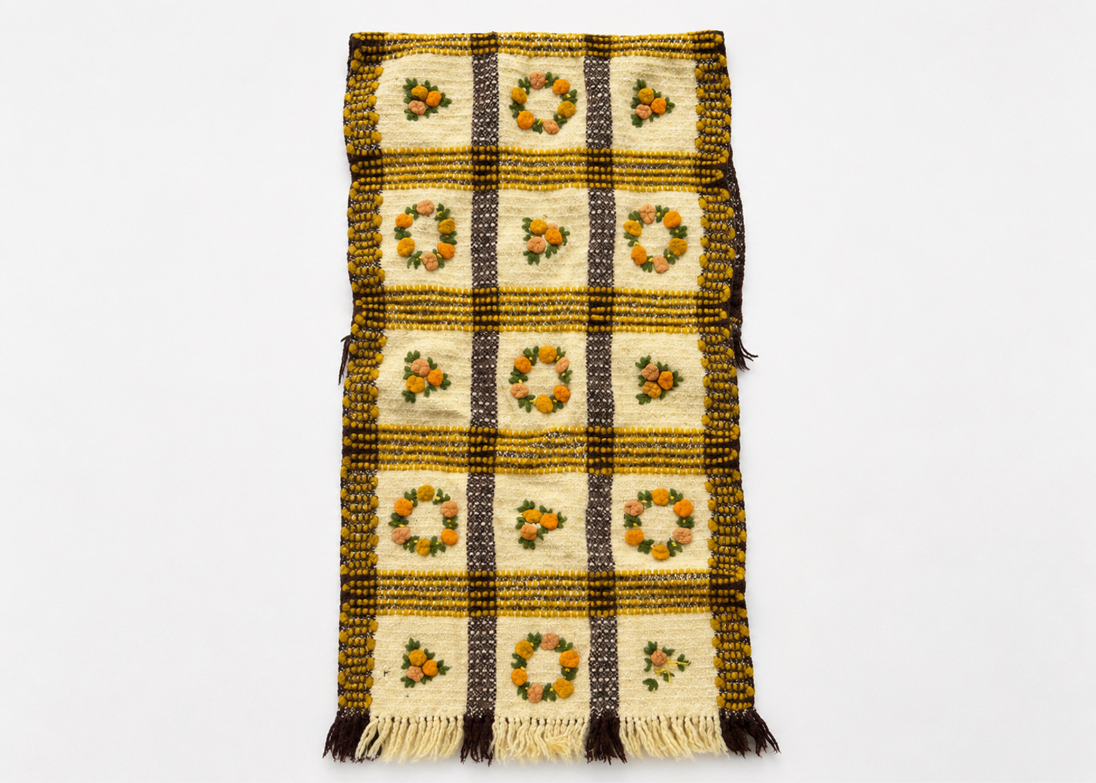Antique Handwoven Wool Rug, Vintage Folk Wall Hanging