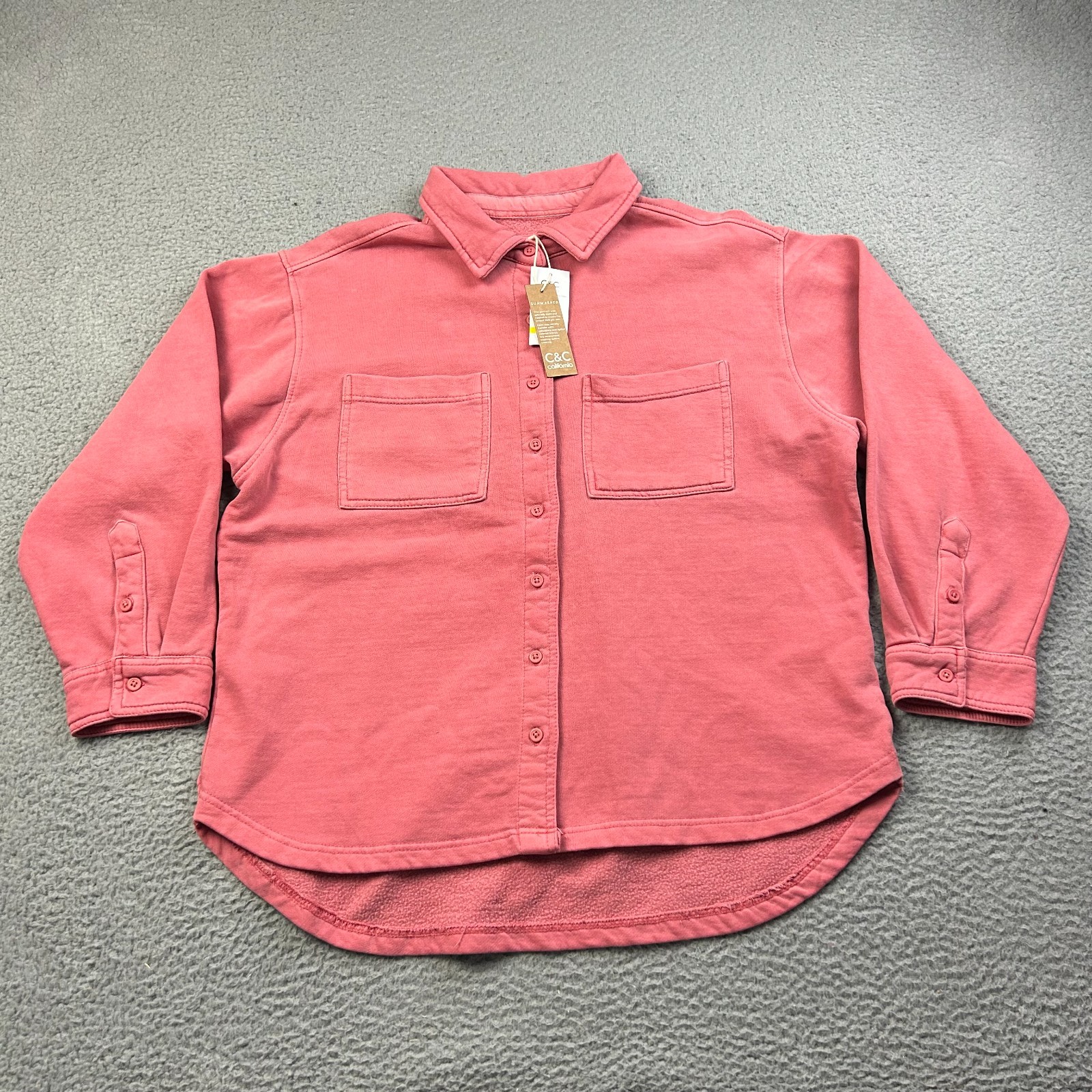 NWT C&C California Women Fleece Oversized Shacket Shirt Pink Mauve Medium