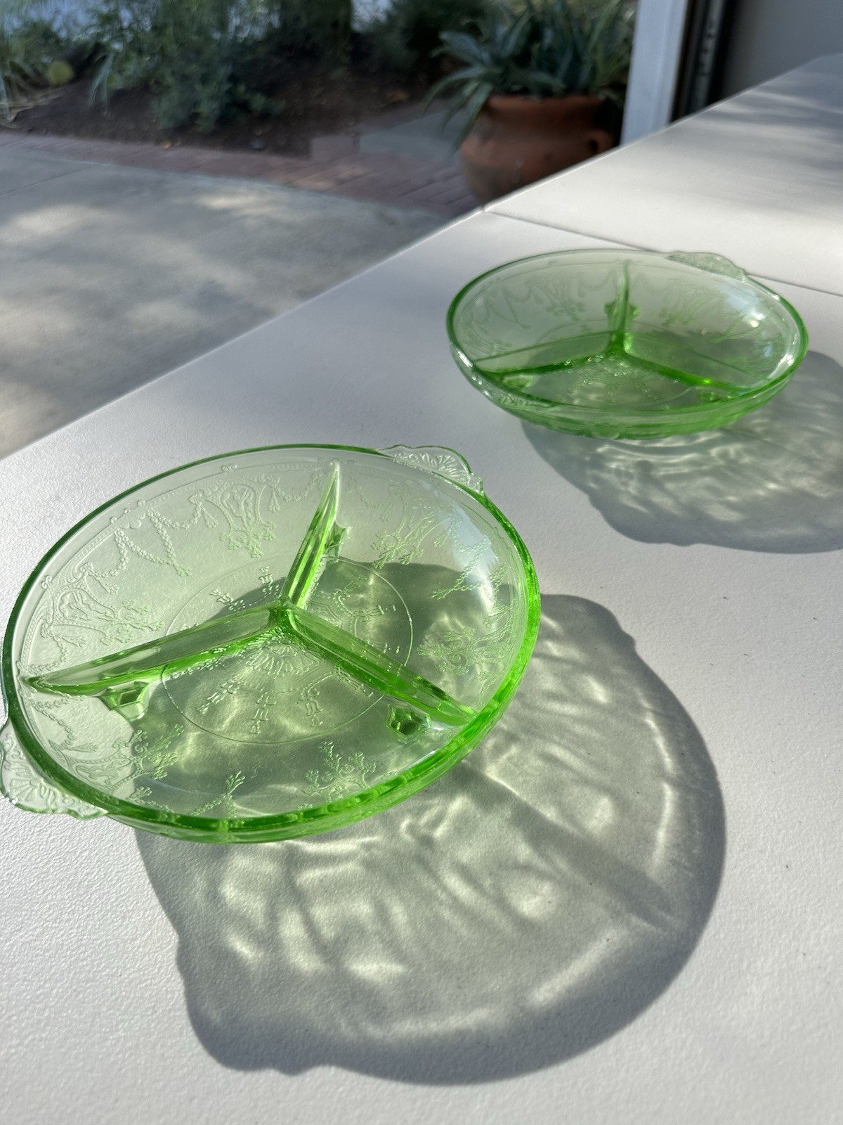 Lot Of 2 Vintage Green Uranium Candy Plates