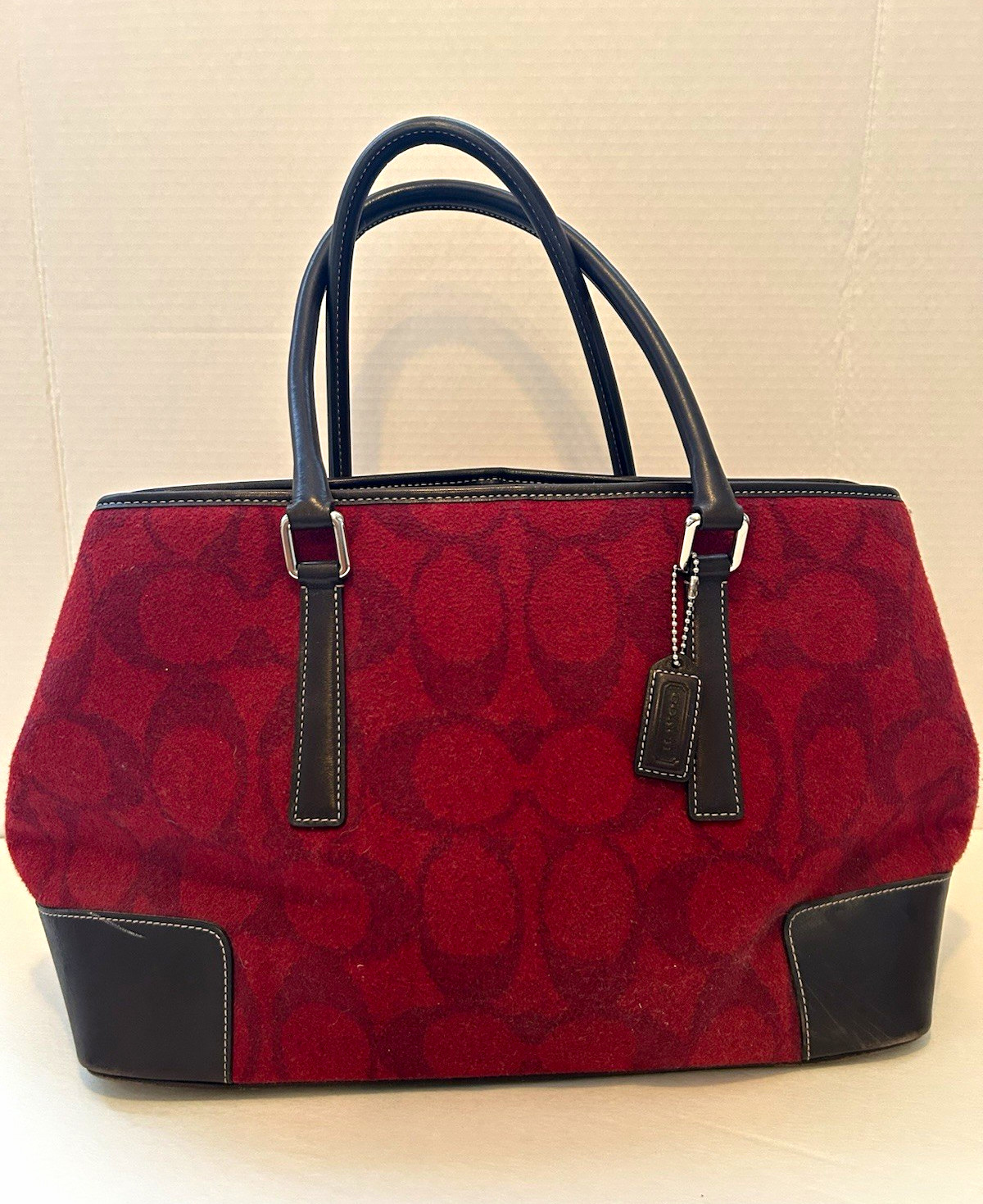 Vintage Coach Signature Red/Black Zip-Top Satchel Top Handle Bag