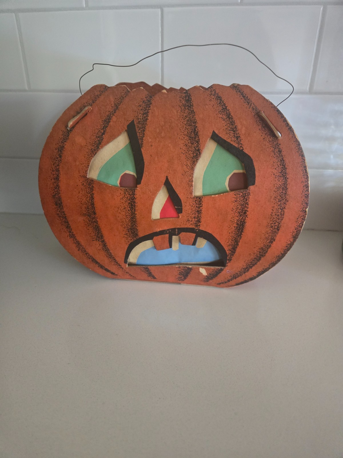 Antique 1940’s Halloween Cardboard Jack O Lantern Pumpkin 5 1/2” Tall Antique 1940’s Halloween Cardboard Jack O Lantern Pumpkin 5 1/2” Tall
