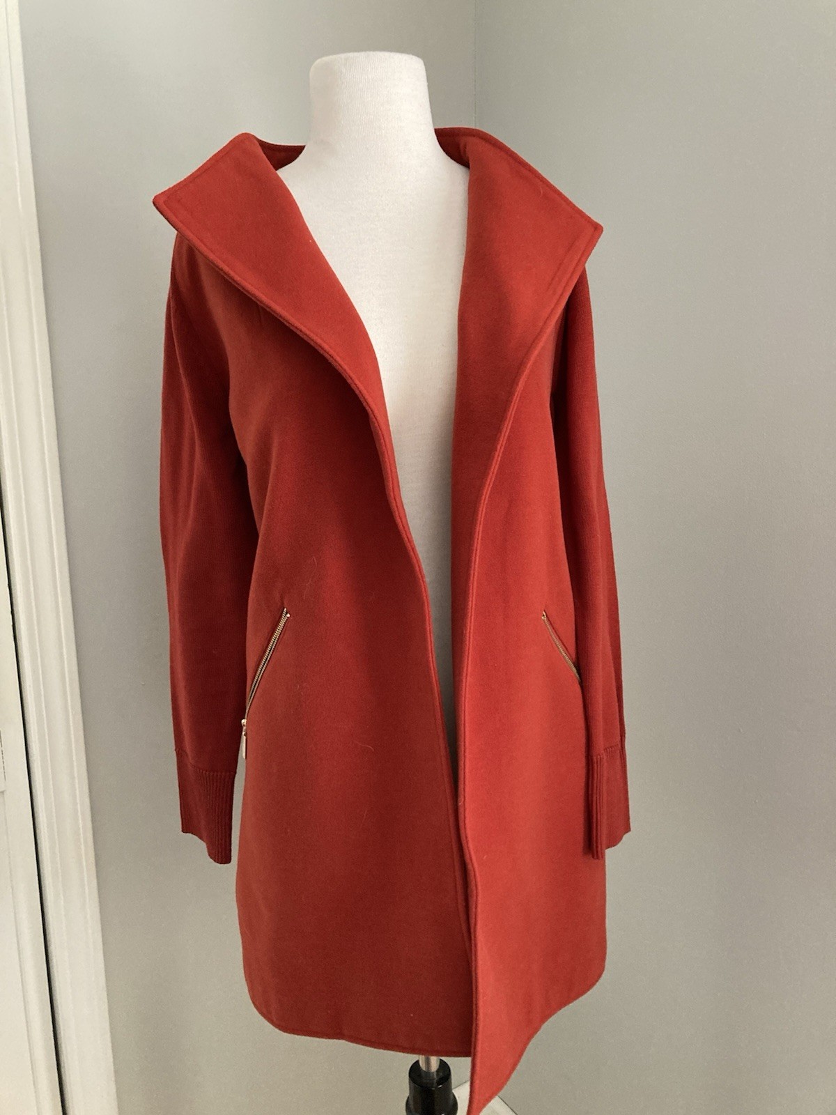 Chico\'s sz 0 womens  orange persimmon open front jacket sweater knit S 4-6