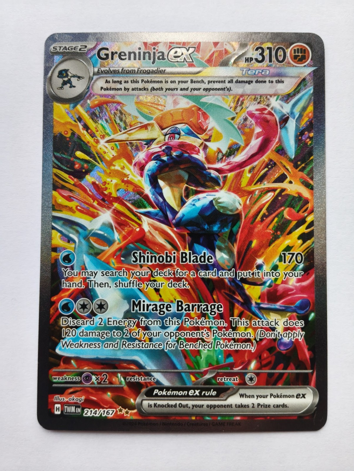 MINT Greninja ex 214/167 SV06 Twilight Masquerade Holo SIR English (PERFECT) MINT Greninja ex 214/167 SV06 Twilight Masquerade Holo SIR English (PERFECT)