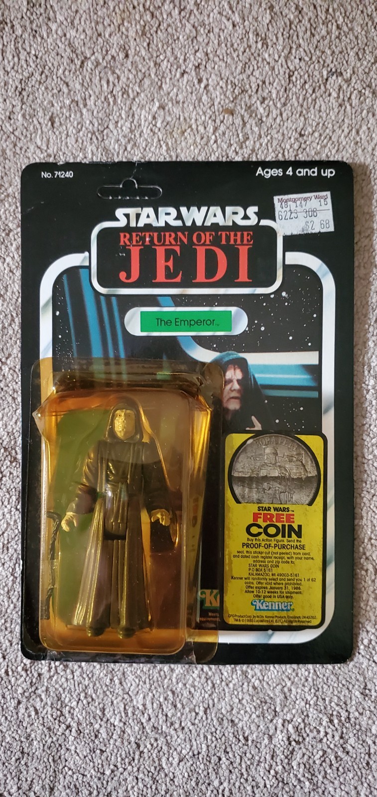 UNPUNCHED & Vintage: 1983 Star Wars ROTJ: EMPEROR PALPATINE- 77 Back MOC Kenner
