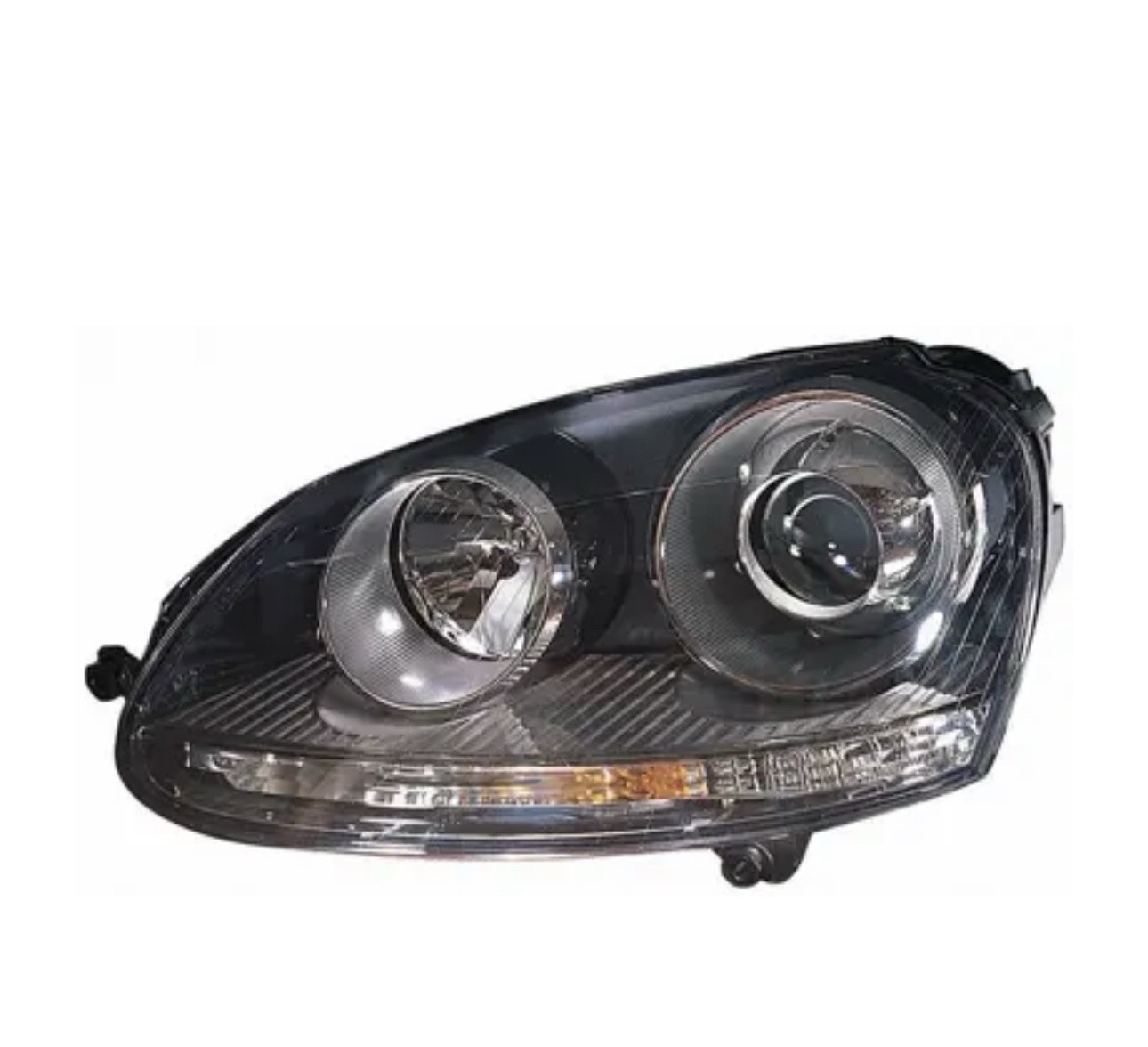 2005-10 VW Jetta Left Headlight Depo 341-1124L-USH3, Black Housing, Clear Lens