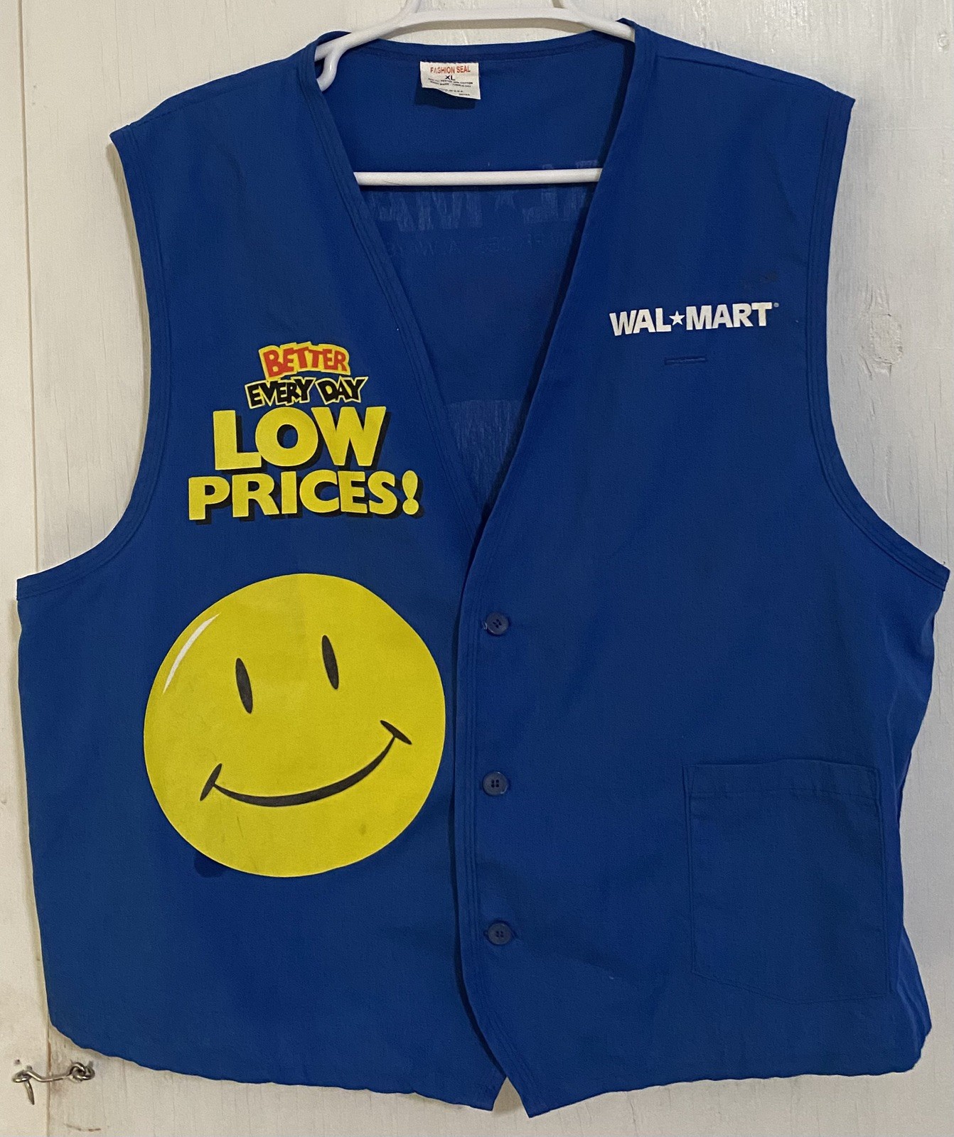 Vintage Wal-Mart Employee Vest 90s Smiley Face Always Low Prices Blue XL Vintage Wal-Mart Employee Vest 90s Smiley Face Always Low Prices Blue XL