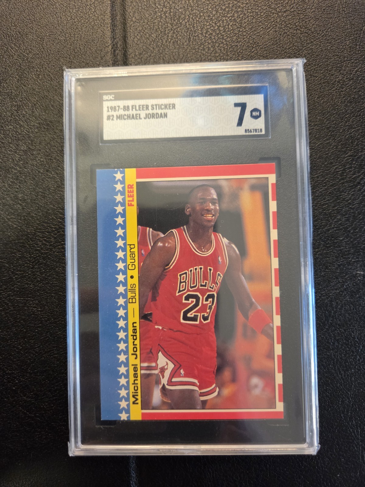 Fleer 1987-88 Michael Jordan #2 Sticker Insert Chicago Bulls SGC 7