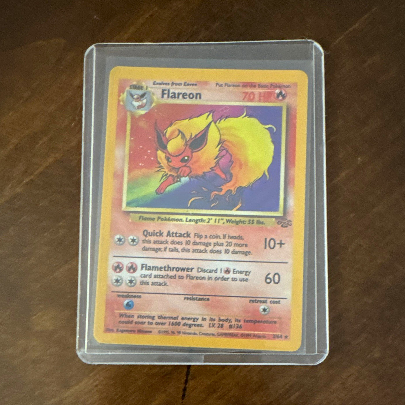 Wizards of the Coast Flareon 3/64 Jungle Unlimited Holo Rare ENG 1999