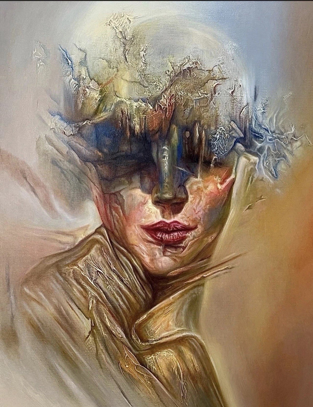 Pintura D Mujer Surrealist original Woman With Lace 36x48”(No Frame) Pintura D Mujer Surrealist original Woman With Lace 36x48”(No Frame)