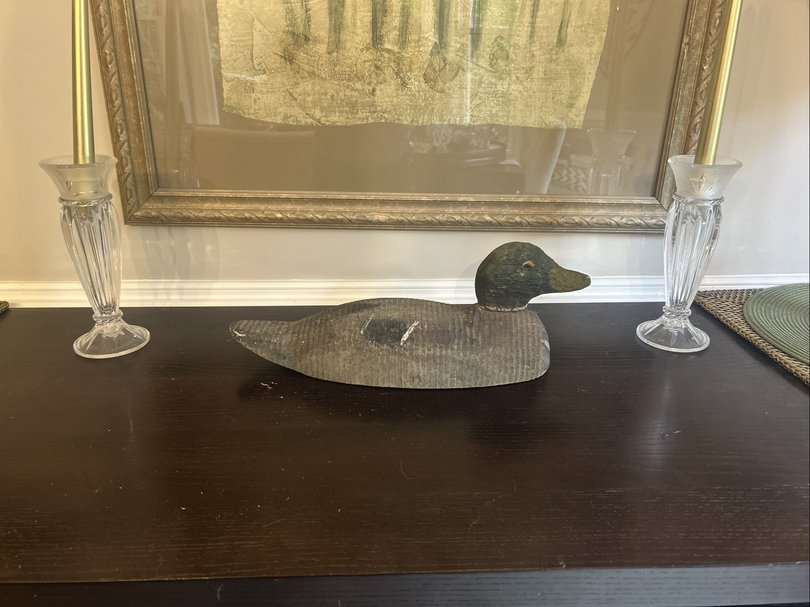 Vintage Wooden Duck Decoy Ribbed Grooved Body Primitive Folk Art Antique 16”