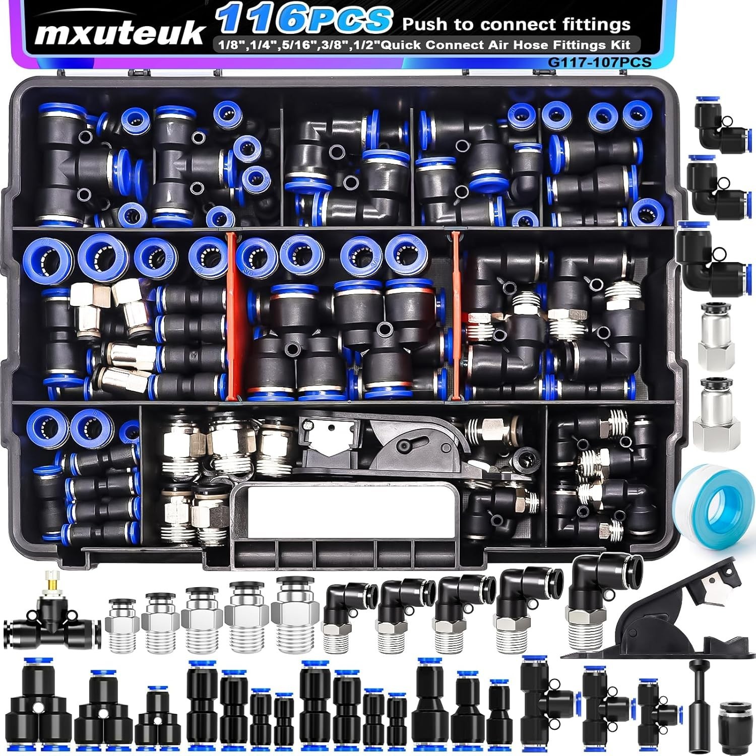116PCS Air Line Quick Connect Fittings 1/8\