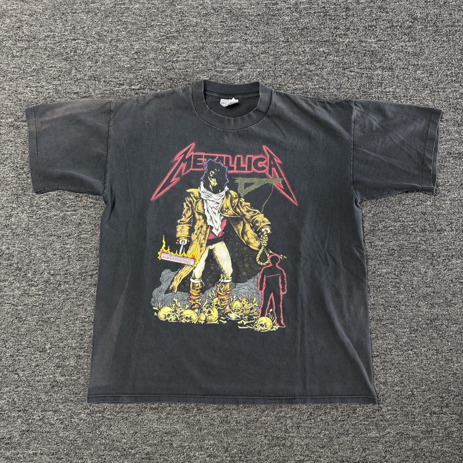 Brockum Metallica Faded Black Unforgiven Band Tour GRAIL Shirt Vintage 90s Sz XL