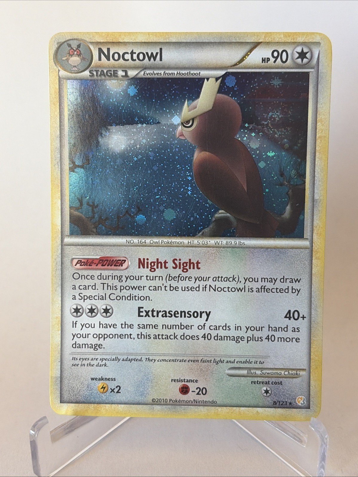 NOCTOWL 8/123 LP HeartGold & SoulSilver Holo Rare Pokemon DOUBLE SWIRL