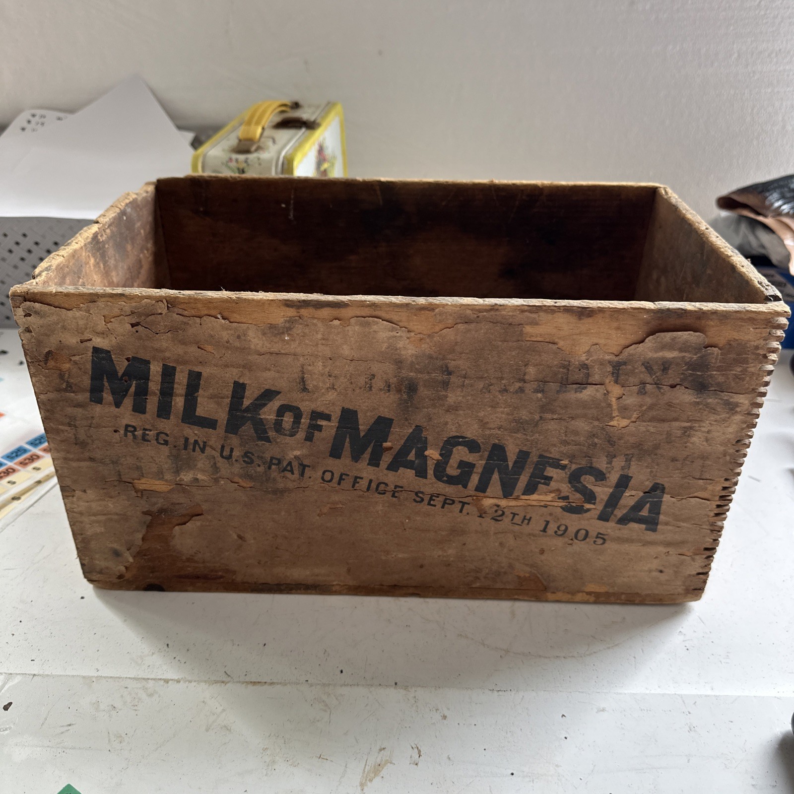 Vintage Wooden Shipping Crate Advertising Box Milk of Magnesia 1905 Glenbrook Vintage Wooden Shipping Crate Advertising Box Milk of Magnesia 1905 Glenbrook