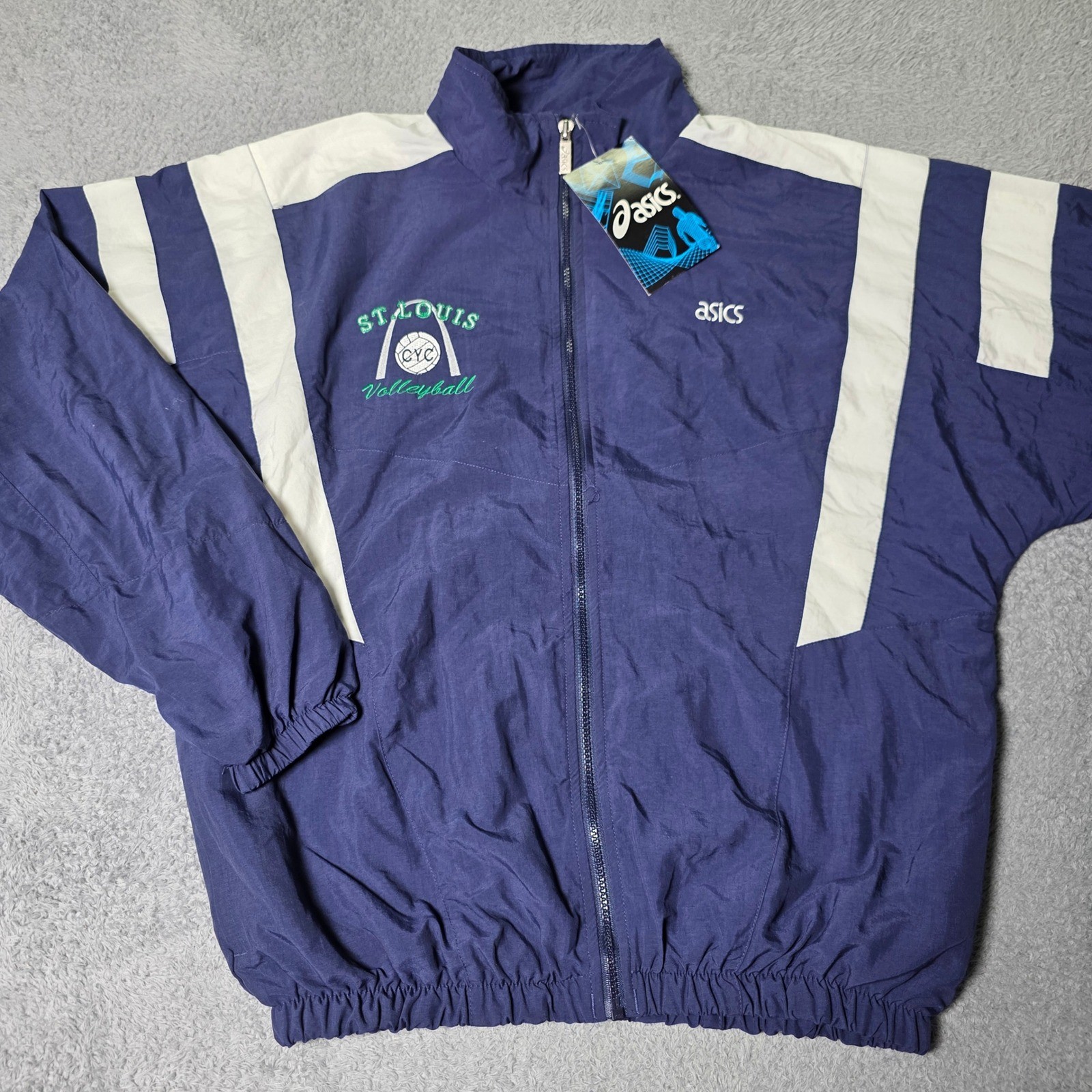 Asics Mens M UL.Lyte Lined Jacket Navy Blue St. Louis CYC Volleyball Vintage NWT