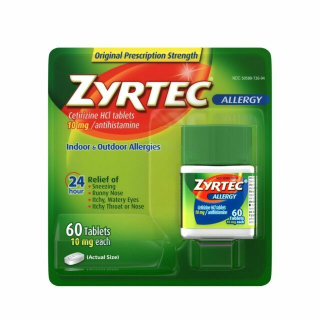 Lot of 15 Zyrtec Allergy Relief 10mg Tablets - 60 Count