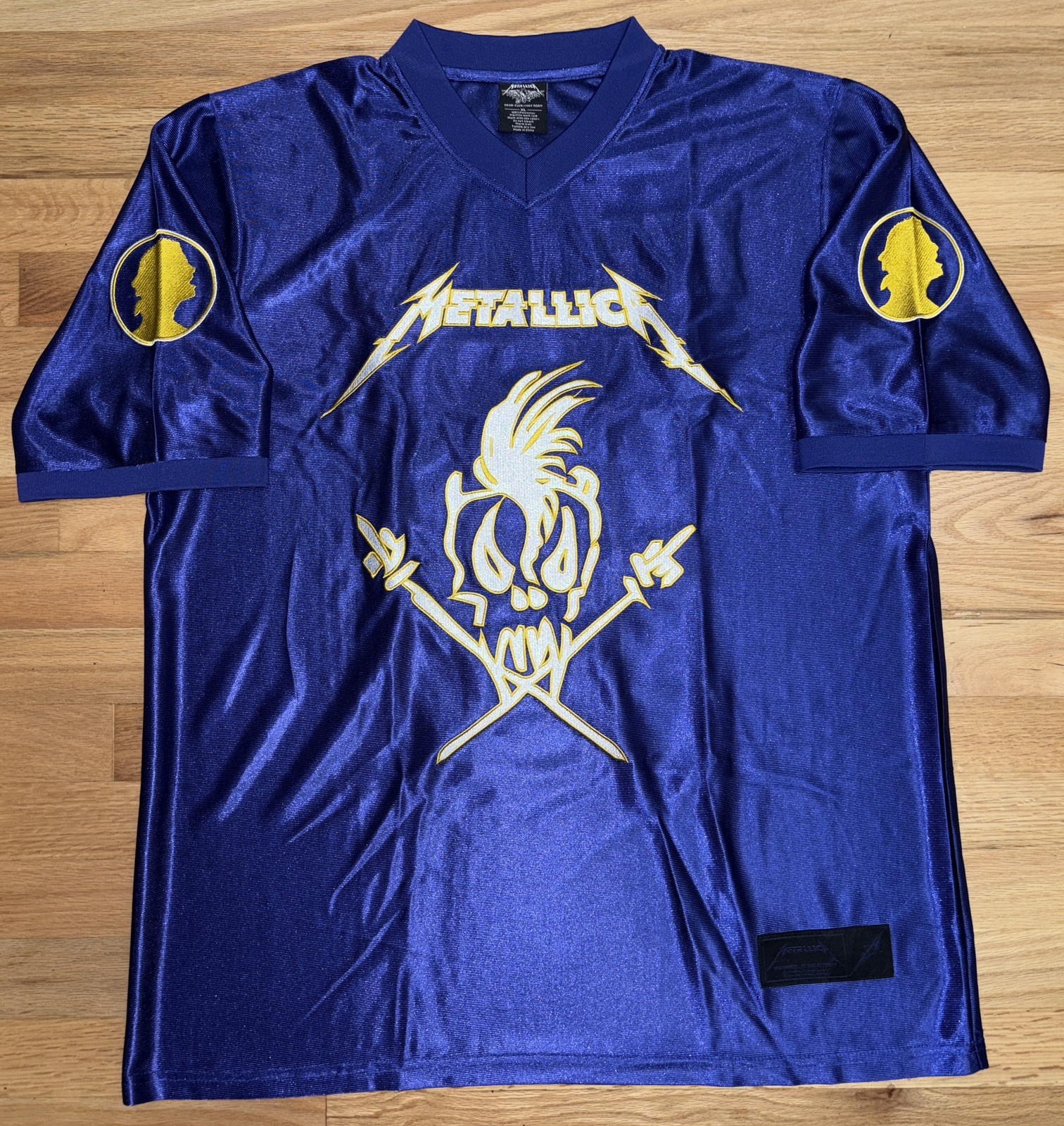  Metallica 2017 Hardwired Tour Football Jersey XL Purple Minnesota Baltimore NFL