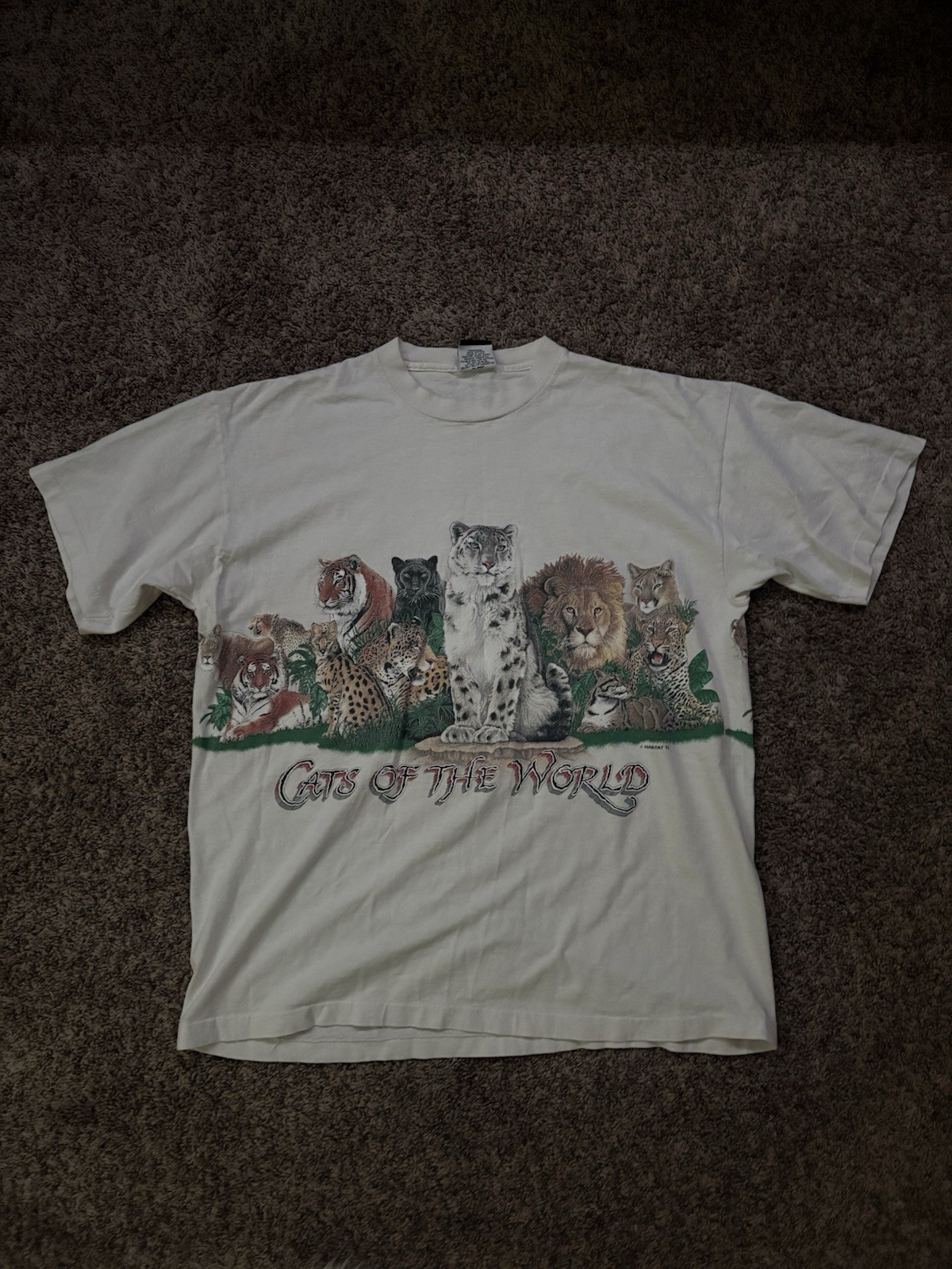 Vintage Animal T-Shirt Single Stitch Large Zoo Nature Wildlife Art