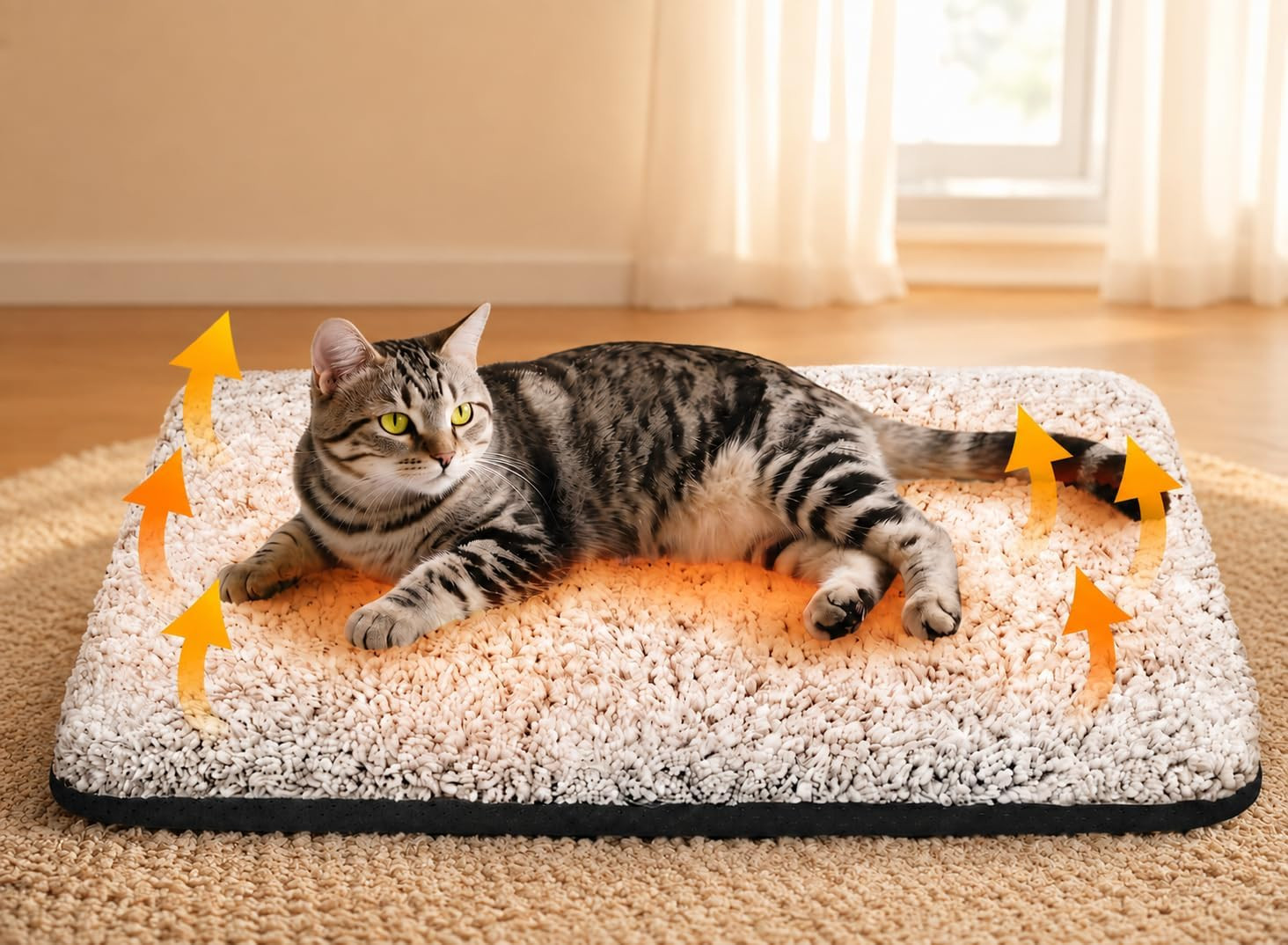 Self Warming Cat Bed, 2.0 Upgraded Thermal Mat for Indoor Cats, 15 X 19 In