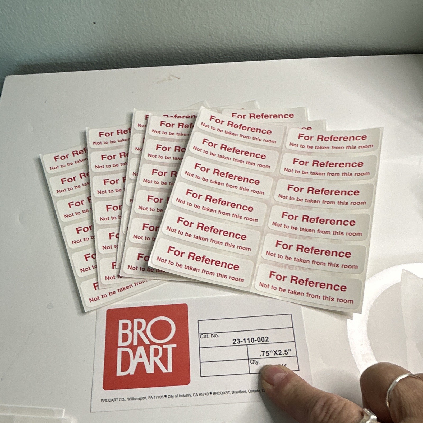 Brodart “For reference Not To Be Taken From This Room” Stickers. Vintage(60stic)