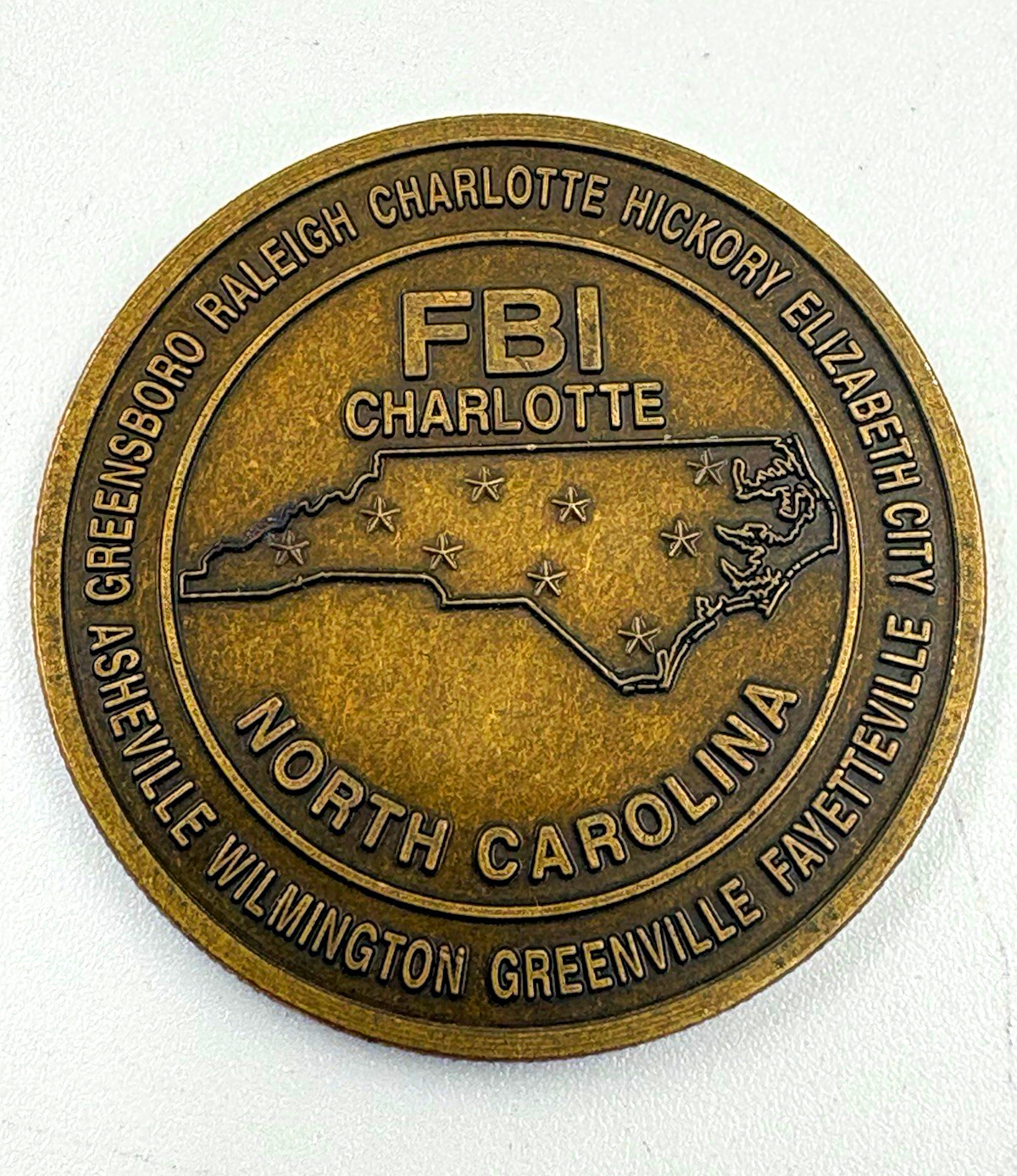 FBI Charlotte North Carolina DOJ Field Office Challenge Coin Federal Bureau