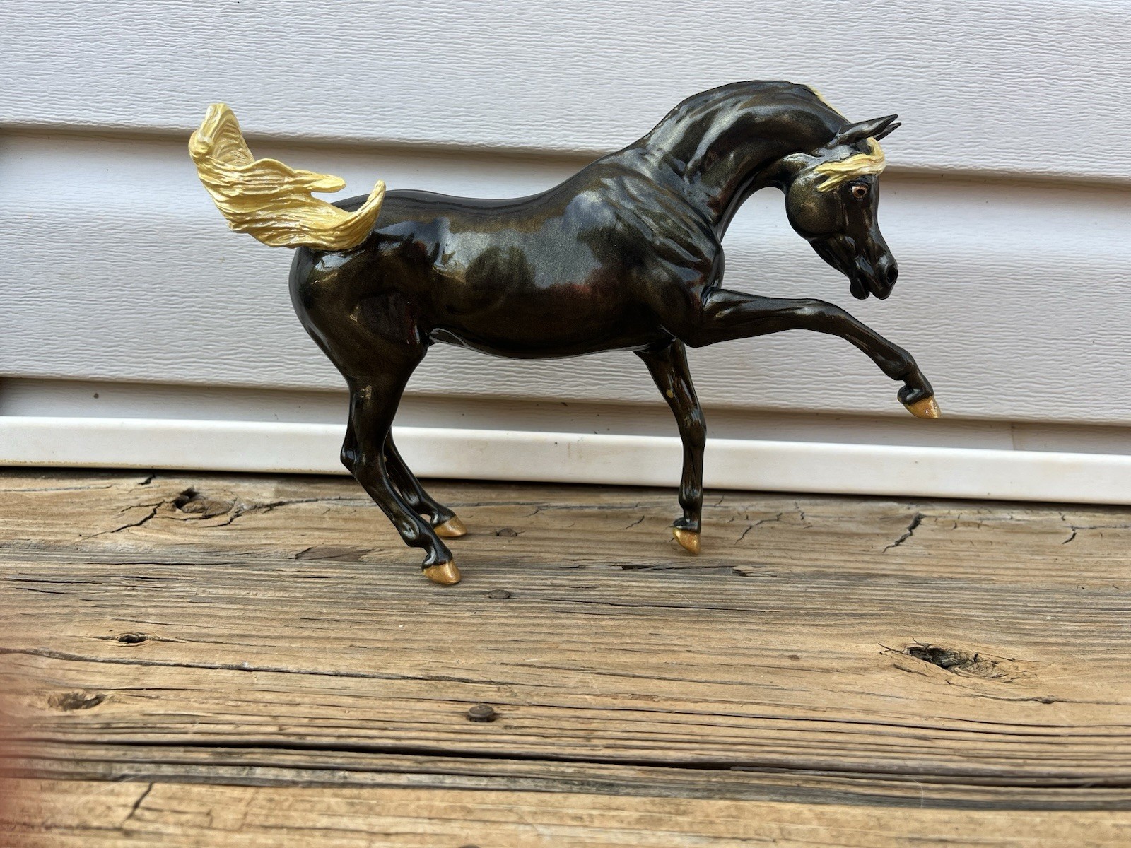 Breyer Traditional Custom on the Ashquar mold. Fantasy Gold and Black , Glossy.