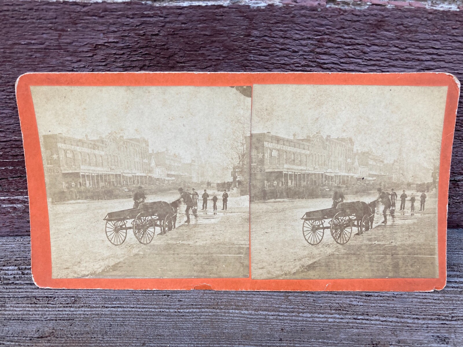 Rare Antique Real Photo Stereoview Card KEWANEE IL Street View c.1880\'s