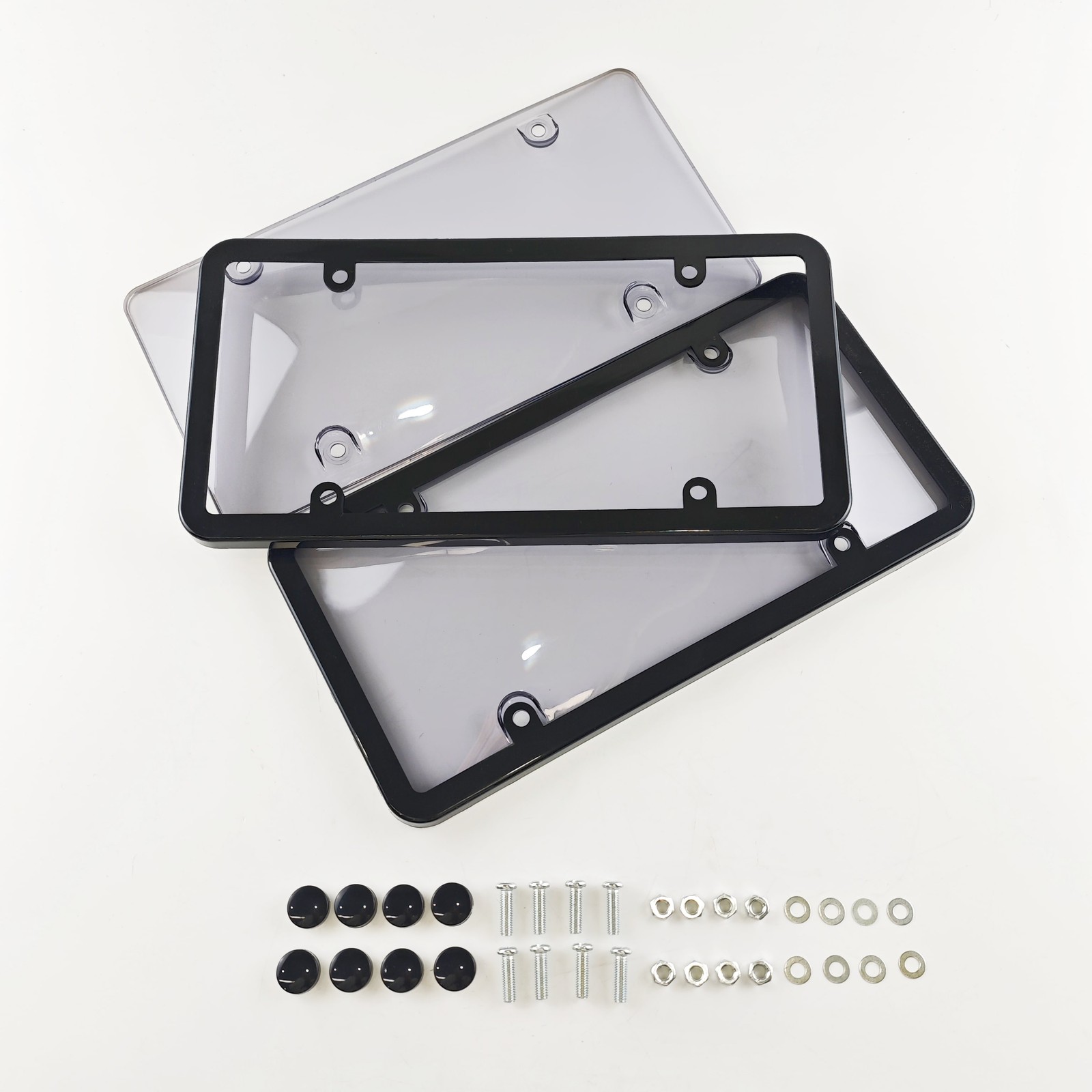 2X Unbreakable License Plate Covers+Frames Auto Tag Shield Protector Front Rear