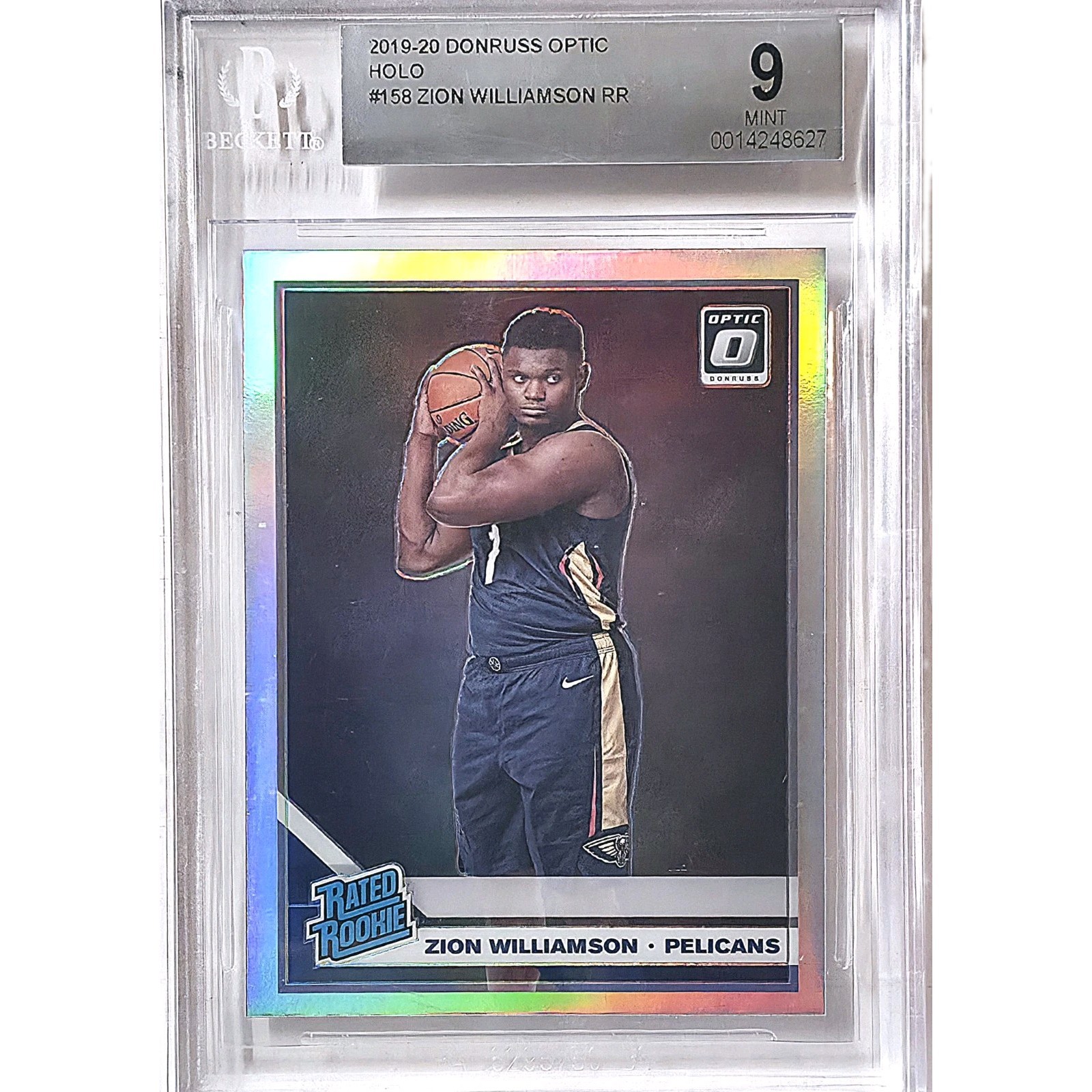 2019-20 Donruss Optic Zion Williamson #158 Holo Rated Rookie RC BGS 9 Mint