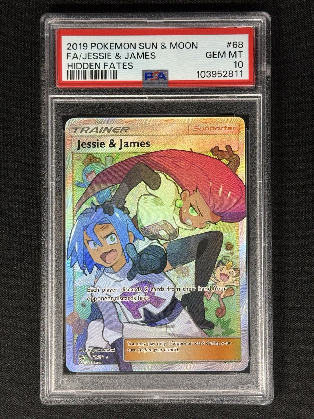 PSA 10 Jessie & James Hidden Fates Pokémon TCG 68/68 Holo Full Art Ultra Rare