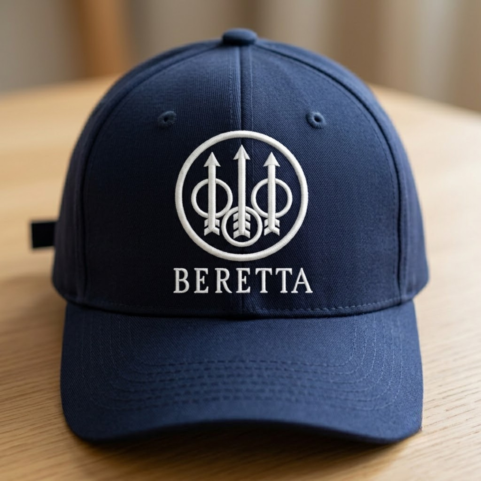 Beretta Trident Logo Embroidered Baseball Cap Navy Blue Adjustable Hat