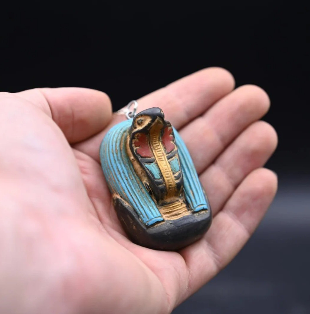 Authentic Ancient Egyptian Antiquities Colored Stone Amulet For Apep Egyptian BC