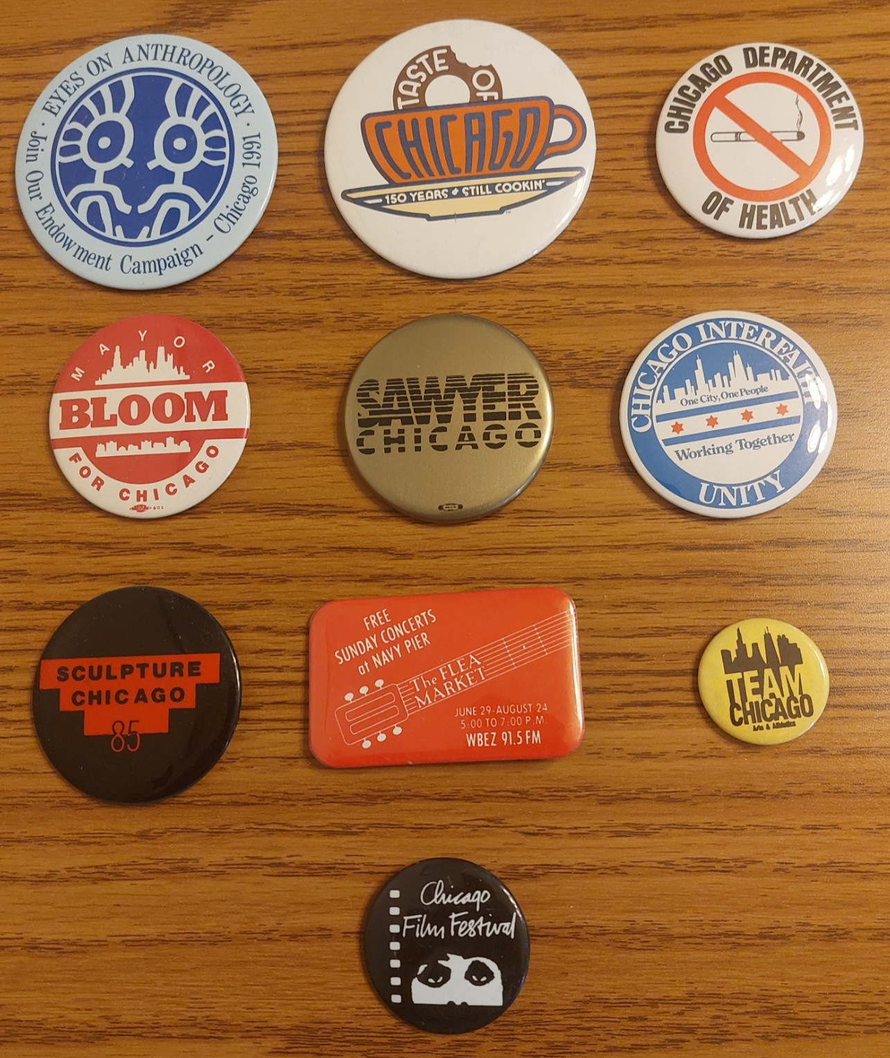 NICE LOT OF 10 VINTAGE CITY OF CHICAGO PINS POLITICS/EVENTS 80's/90's NICE LOT OF 10 VINTAGE CITY OF CHICAGO PINS POLITICS/EVENTS 80's/90's