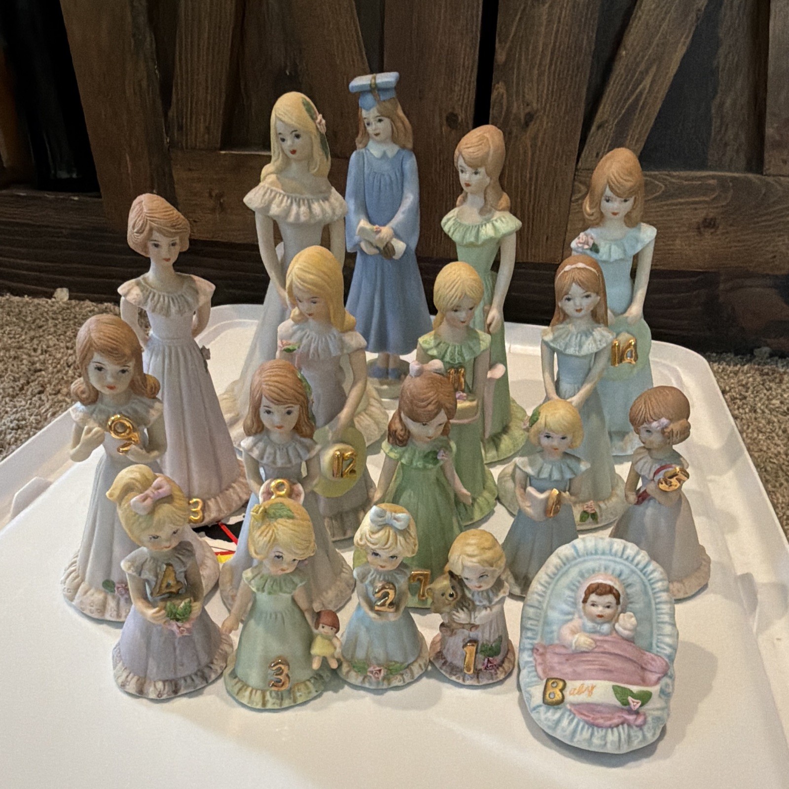 Enesco 1981 Growing Up Girls Porcelain Birthday Doll Set Ages Baby To Grad Enesco 1981 Growing Up Girls Porcelain Birthday Doll Set Ages Baby To Grad