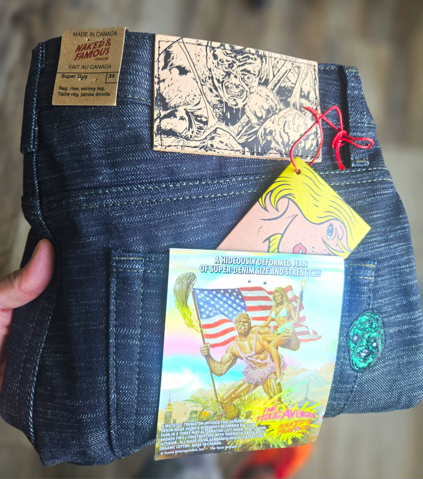 **Rare**Naked & Famous Denim The Toxic Avenger Raw Blue Skinny Jeans Button Fly **Rare**Naked & Famous Denim The Toxic Avenger Raw Blue Skinny Jeans Button Fly
