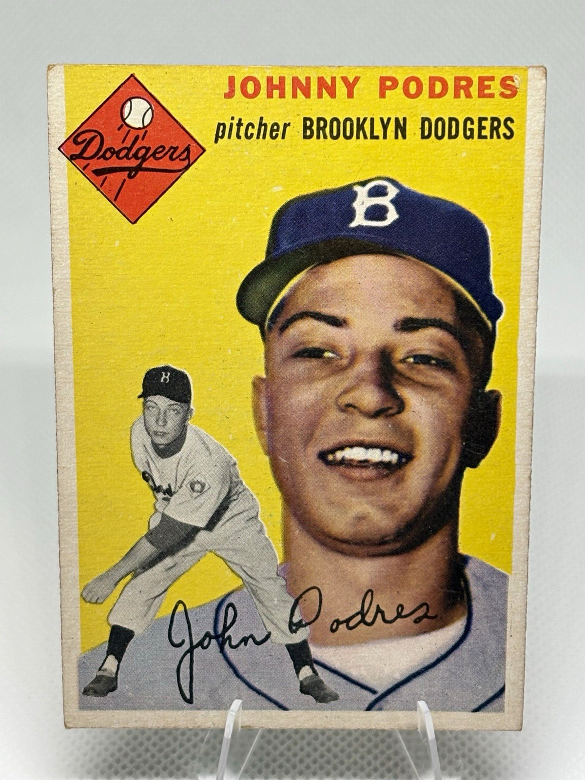 Topps 1954 Johnny Podres Base Set #166 Brooklyn Dodgers Baseball Card