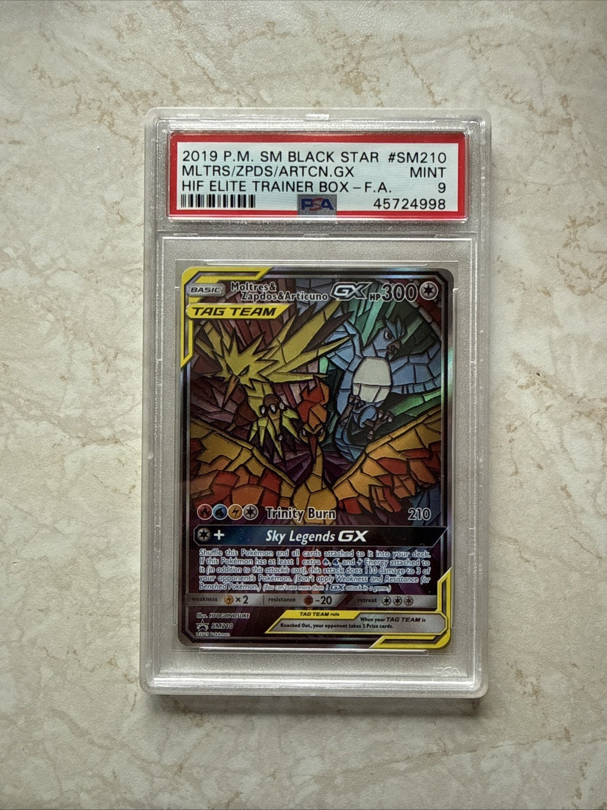 2019 POKEMON SM BLACK STAR PROMO FULL ART/MOLTRES & ZAPDOS & ARTICUNO GX PSA 9