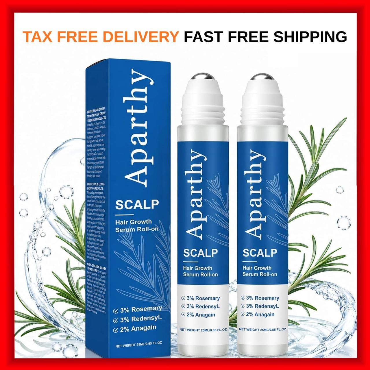 Aparthy Hair Growth serum Roll On Advanced 0.85 Fl Oz 2PCS Aparthy Hair Growth serum Roll On Advanced 0.85 Fl Oz 2PCS
