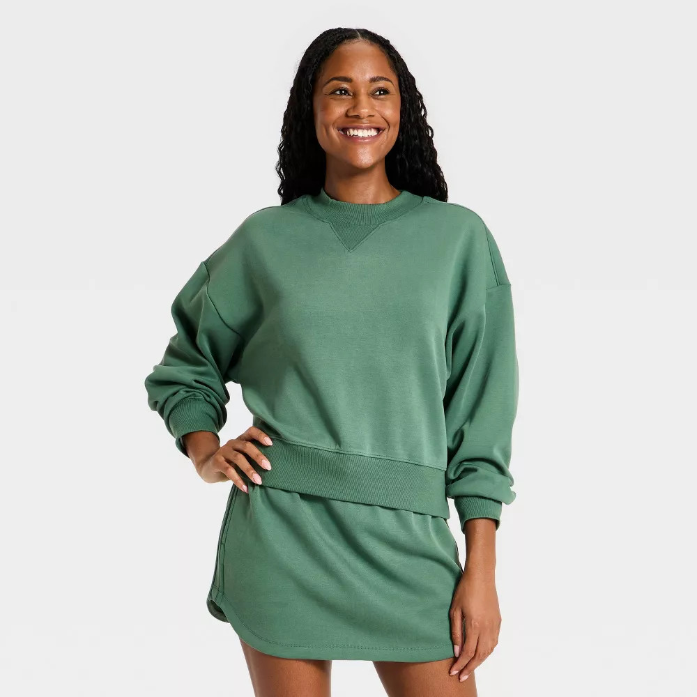 Women's Airy Sleek Pique Crewneck Sweatshirt All In Motion